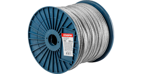 Трос стальной, оцинк. М4 DIN 3055 (бухта 200 м) STARFIX
