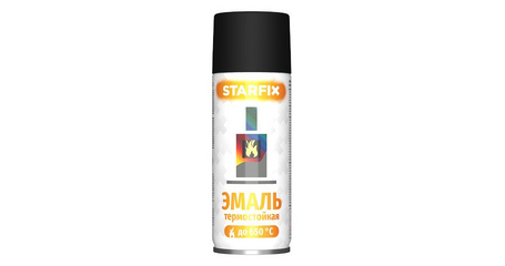Краска-эмаль аэроз. термостойкая силиконовая черный STARFIX 520мл