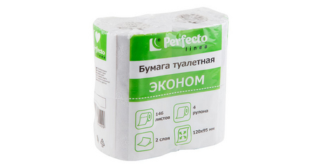 Бумага туалетная Эконом, 4 рулона, PERFECTO LINEA