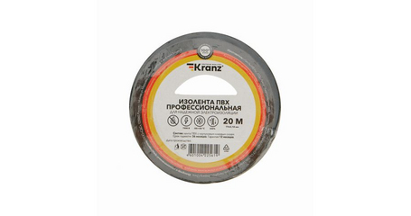 Изолента ПВХ 19 мм х 20 м черная, KRANZ профессиональная