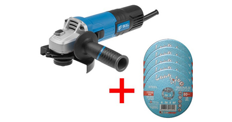 Одноручная углошлифмашина BULL WS 1202 в кор. + АКЦИЯ!(5 отрезных кругов в ПОДАРОК!)