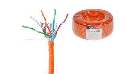 Кабель витая пара F/UTP Cat5E 4х2х24AWG (0.51мм) 50м, CCA, внутр. (ПВХ) Юпитер