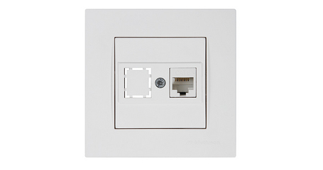 Розетка компьютерная 1xRJ45 (Cat6, скрытая) белая, RITA, MUTLUSAN