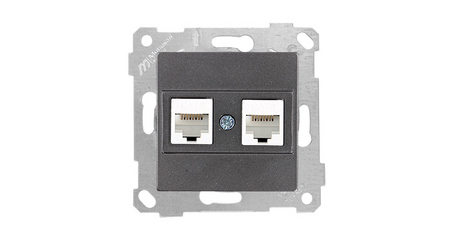 Розетка компьютерная 2xRJ45 (Cat6, скрытая, без рамки) дымчатая, RITA, MUTLUSAN