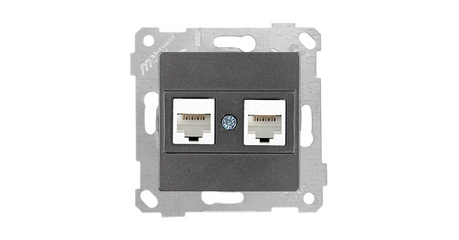Розетка компьютерная 2xRJ45 (Cat6, скрытая, без рамки) дымчатая, RITA, MUTLUSAN