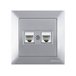 Розетка компьютерная 2xRJ45 (Cat5e, скрытая) серебро, DARIA, MUTLUSAN