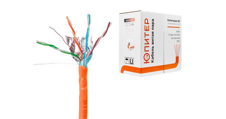 Кабель витая пара F/UTP Cat5E 4х2х24AWG (0.51мм) 305м, CCA, внутр. (ПВХ) Юпитер