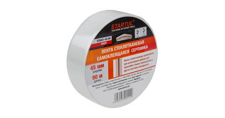 Лента стеклотканевая (серпянка) 45ммх90м самокл. STARTUL PROFI (ST9051-45-90)