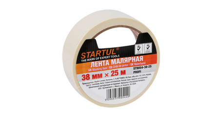 Лента малярная 38ммх25м STARTUL PROFI (ST9054-38-25), белая