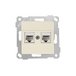 Розетка компьютерная 2xRJ45 (Cat6, скрытая, без рамки) кремовая, RITA, MUTLUSAN