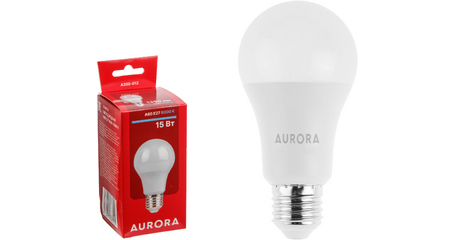 Лампа светодиодная A60 СТАНДАРТ 15Вт 230В E27 6000K AURORA