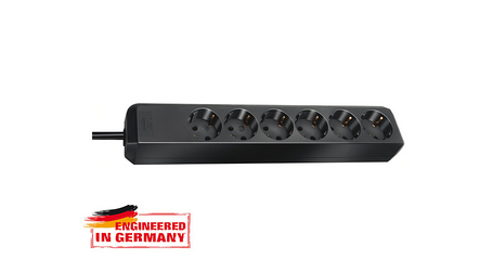 Удлинитель 1.5м (6 роз., 3.3кВт, с/з, ПВС) черный Brennenstuhl Eco-Line