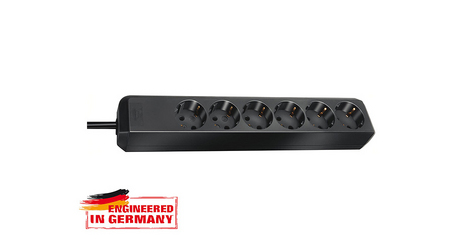 Удлинитель 1.5м (6 роз., 3.3кВт, с/з, ПВС) черный Brennenstuhl Eco-Line