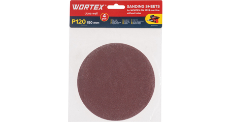 Шлифлист 150мм P120 без отв. 4 шт. для станка WORTEX GM 1528