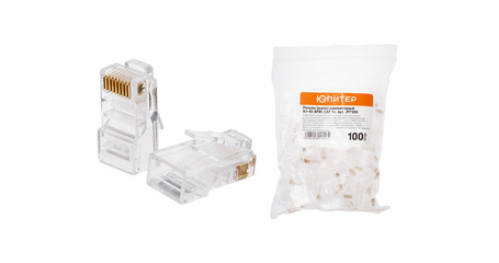 Разъем (джек) компьютерный RJ-45 8P8C CAT 5e (100 шт.) ЮПИТЕР