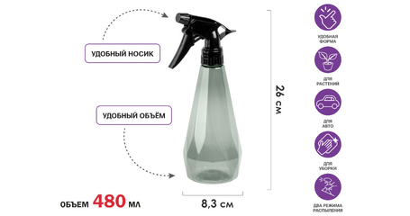 Опрыскиватель ручной 0,48л с пульверизатором, PERFECTO LINEA