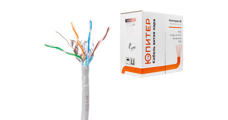 Кабель витая пара F/UTP Cat5E 4х2х24AWG (0.51мм) 305м, медь, внутр. (ПВХ) Юпитер