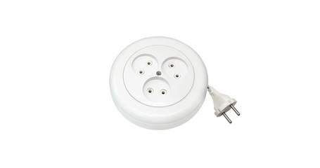 Удлинитель на катушке 5м (3 роз., 1.5кВт, б/з, ПВС 2х0,75) Bylectrica