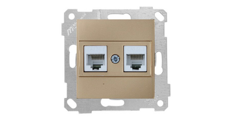 Розетка компьютерная 2xRJ45 (Cat5e, скрытая, без рамки) золото, RITA, MUTLUSAN