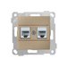 Розетка компьютерная 2xRJ45 (Cat5e, скрытая, без рамки) золото, RITA, MUTLUSAN