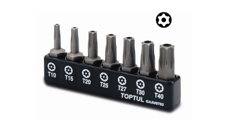 Набор бит TORX с отверст. Т10-Т40 7шт. TOPTUL