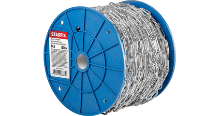 Цепь сварная длиннозвенная, оцинк. М2 DIN 763 (бухта 80 м) STARFIX
