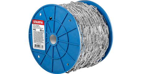 Цепь сварная длиннозвенная, оцинк. М2 DIN 763 (бухта 80 м) STARFIX