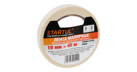 Лента малярная 19ммх45м STARTUL PROFI (ST9054-19-45), белая