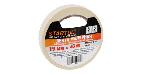 Лента малярная 19ммх45м STARTUL PROFI (ST9054-19-45), белая