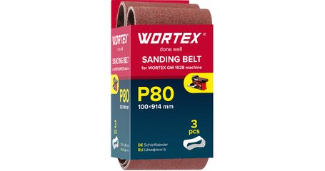 Шлифлента 100x914 мм P80 бесконечная 3 шт. для станка WORTEX GM 1528