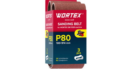 Шлифлента 100x914 мм P80 бесконечная 3 шт. для станка WORTEX GM 1528