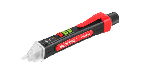 Бесконтактный индикатор напряжения WORTEX VT 2209 12-1000 В, световая и звуковая индикация