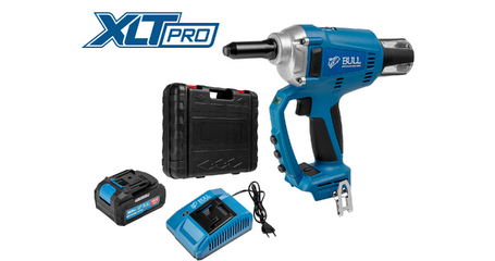 Аккум. заклепочный пистолет BULL CRG 1018 в чем. XLTpro, БЕСЩЕТ., 25 мм, 10000 Н, 1х4 А*ч