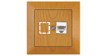Розетка компьютерная 1xRJ45 (Cat5e, скрытая) дуб, DARIA, MUTLUSAN