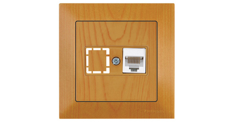 Розетка компьютерная 1xRJ45 (Cat5e, скрытая) дуб, DARIA, MUTLUSAN