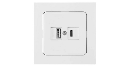 Розетка с двумя USB-разъемами (скрытая) белая, Astrum BYLECTRICA