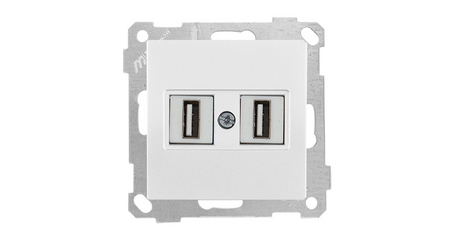 Розетка компьютерная 2хUSB (скрытая, без рамки) белая (не для зарядки), DARIA, MUTLUSAN