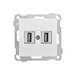Розетка компьютерная 2хUSB (скрытая, без рамки) белая (не для зарядки), DARIA, MUTLUSAN