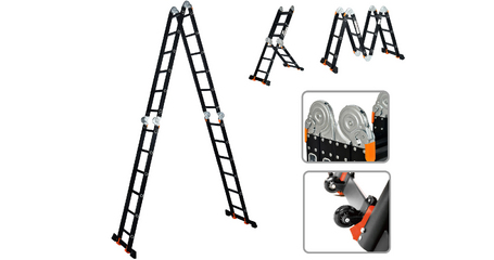 Лестница алюм. многофункц.4х6 ступ.(стрем.-332см,лестн.-690см) 17,0кг BLACK LINE STARTUL (ST9930-06)