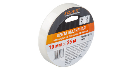 Лента малярная 19ммх25м STARTUL PROFI (ST9043-19-25), белая