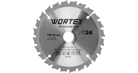 Диск пильный 140х20/16 мм 24 зуб. по дереву WORTEX для CCS 1814
