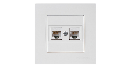 Розетка компьютерная 2xRJ45 (Cat5e, скрытая) белая, RITA, MUTLUSAN