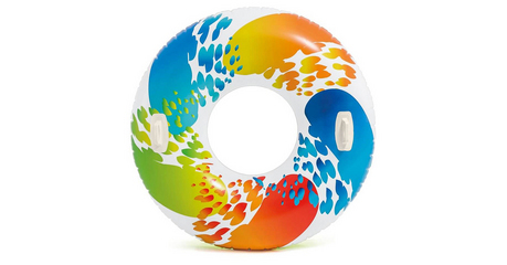 Надувной круг для плавания с ручками Rainbow Ombre, 122 см, INTEX