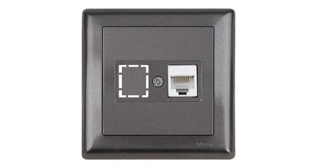 Розетка компьютерная 1xRJ45 (Cat5e, скрытая, с рамкой) дымчатый, DARIA, MUTLUSAN