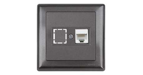 Розетка компьютерная 1xRJ45 (Cat5e, скрытая, с рамкой) дымчатый, DARIA, MUTLUSAN