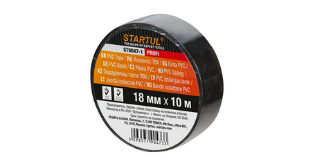Изолента ПВХ 18ммх10м черная STARTUL PROFI (ST9047-1)