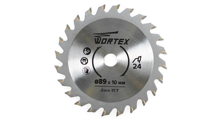 Диск пильный по дереву 89x10 мм 24 зуб. HS S024 W в блистере WORTEX