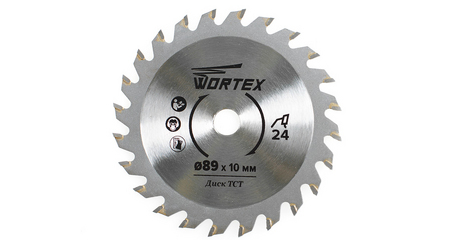 Диск пильный по дереву 89x10 мм 24 зуб. HS S024 W в блистере WORTEX