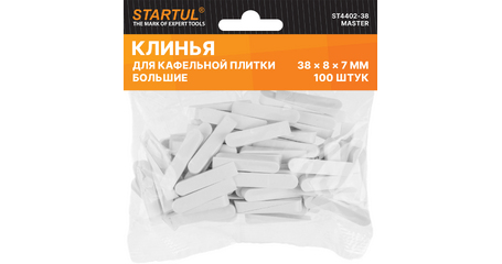 Клин д/каф. плитки большой 38х8х7мм 100шт STARTUL MASTER (ST4402-38)