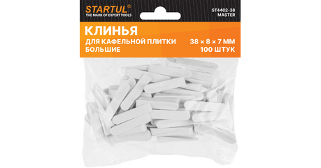 Клин д/каф. плитки большой 38х8х7мм 100шт STARTUL MASTER (ST4402-38)